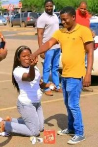 Lady Proposes To Her Man After Years Of Dating (Photos)