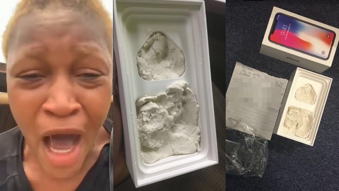 LADY IN TEARS AFTER THE NEW IPHONE BUT GETS A BOX FILLED WITH FUFU (VIDEO)